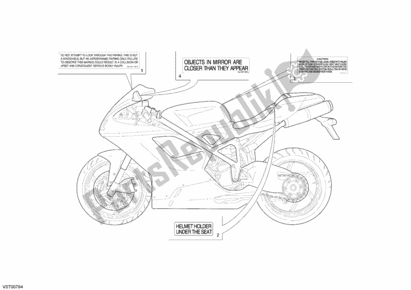 Toutes les pièces pour le étiquettes D'avertissement du Ducati Superbike 1198 S USA 2009